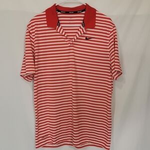Nike Golf Dri-Fit Modern Fit Polo in Red & White Stripes - Sz M